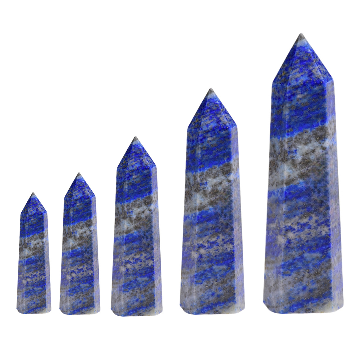Lapis Lazuli Single Pointed Hexagonal Prism Beads Ornament Handmade Craved Gemstone
