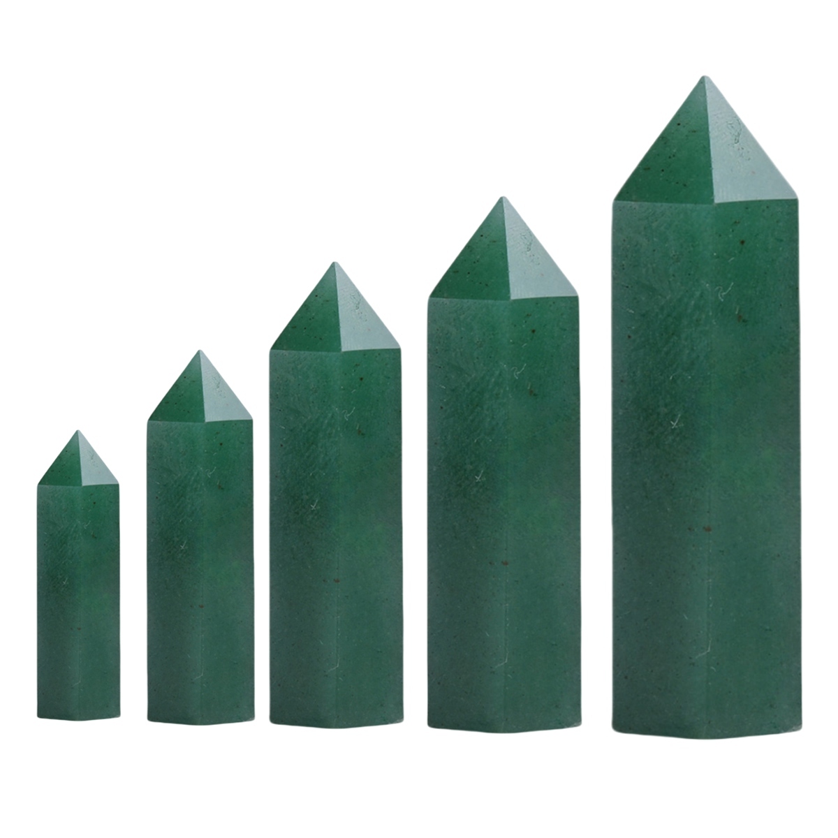 Green Aventurine Single Pointed Hexagonal Prism Beads Ornament Handmade Craved Gemstone