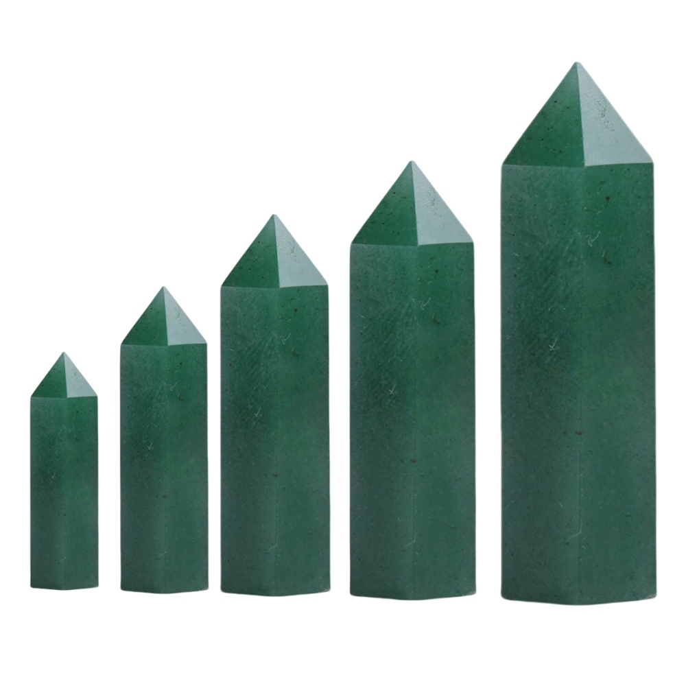 Green Aventurine Single Pointed Hexagonal Prism Beads Ornament Handmade Craved Gemstone