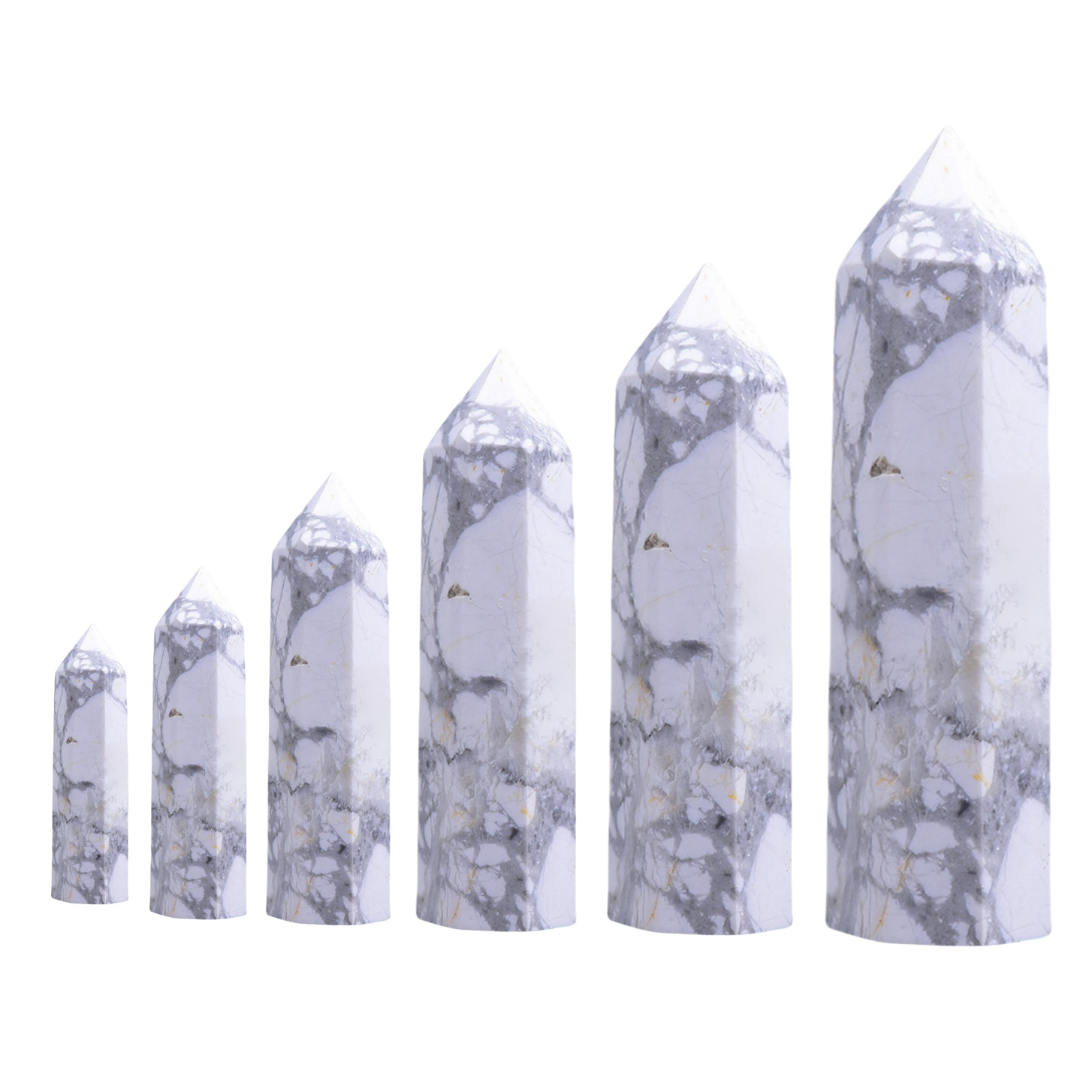 Howlite Turquoise Single Pointed Hexagonal Prism Beads Ornament Handmade Craved Gemstone