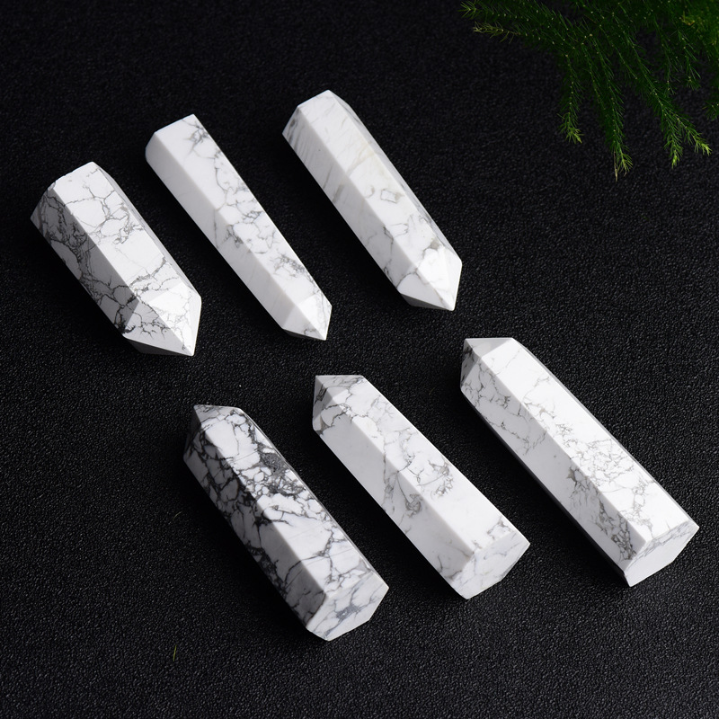 Howlite Turquoise Single Pointed Hexagonal Prism Beads Ornament Handmade Craved Gemstone