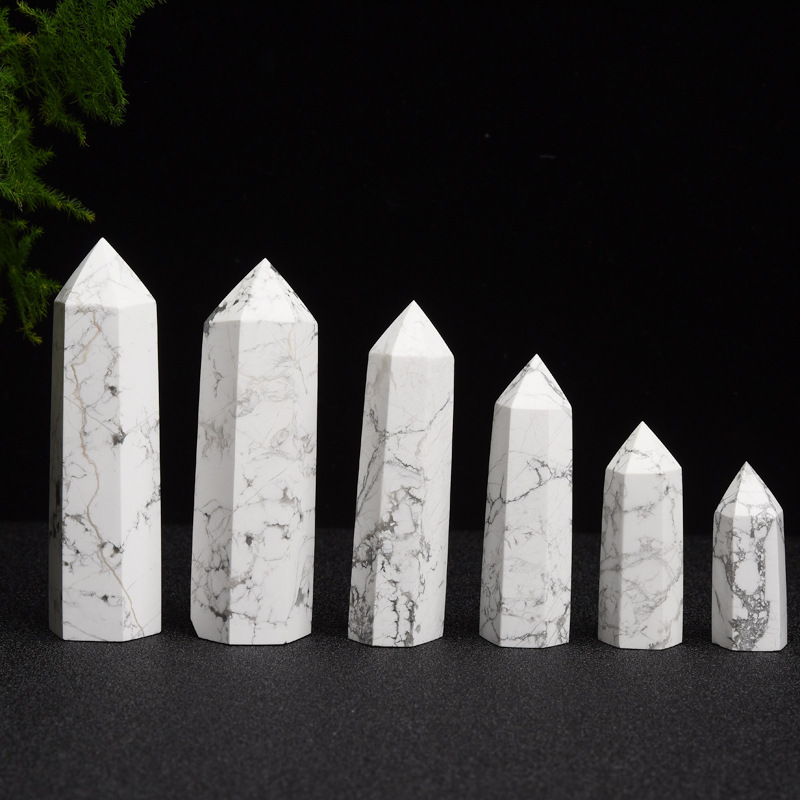 Howlite Turquoise Single Pointed Hexagonal Prism Beads Ornament Handmade Craved Gemstone