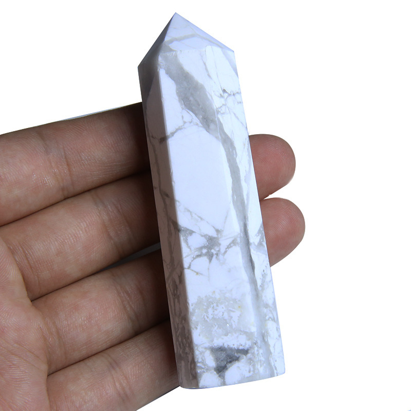 Howlite Turquoise Single Pointed Hexagonal Prism Beads Ornament Handmade Craved Gemstone