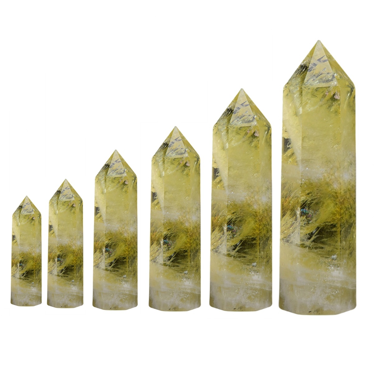 Citrine Single Pointed Hexagonal Prism Beads Ornament Handmade Craved Gemstone