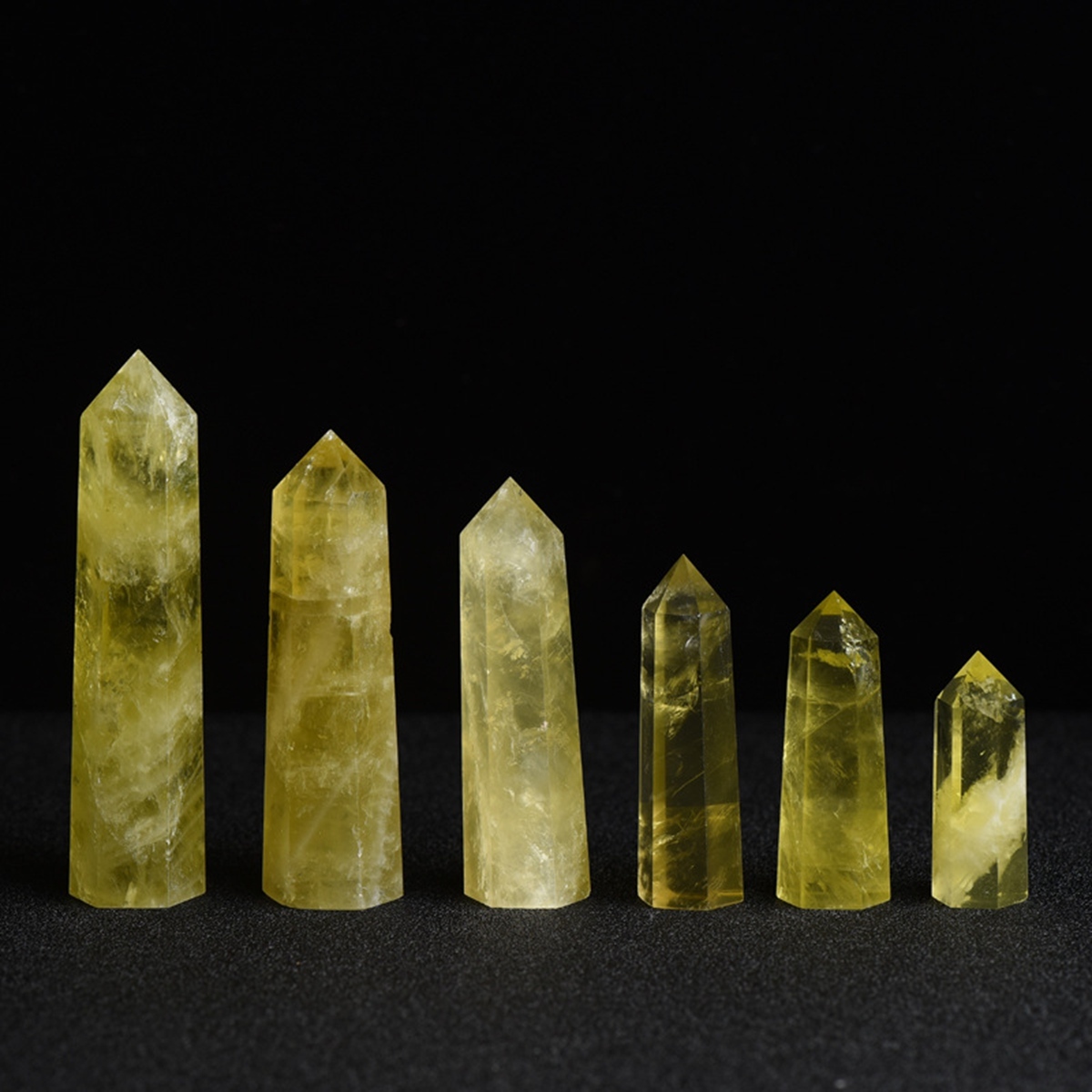 Citrine Single Pointed Hexagonal Prism Beads Ornament Handmade Craved Gemstone
