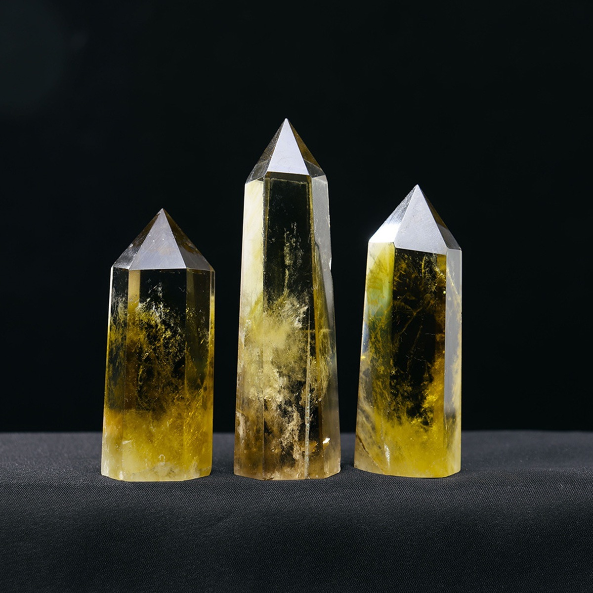Citrine Single Pointed Hexagonal Prism Beads Ornament Handmade Craved Gemstone