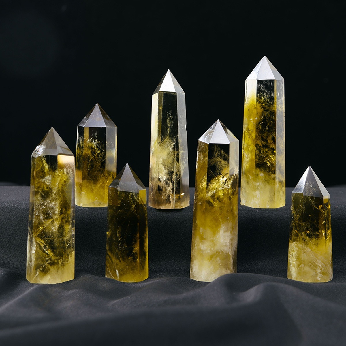 Citrine Single Pointed Hexagonal Prism Beads Ornament Handmade Craved Gemstone