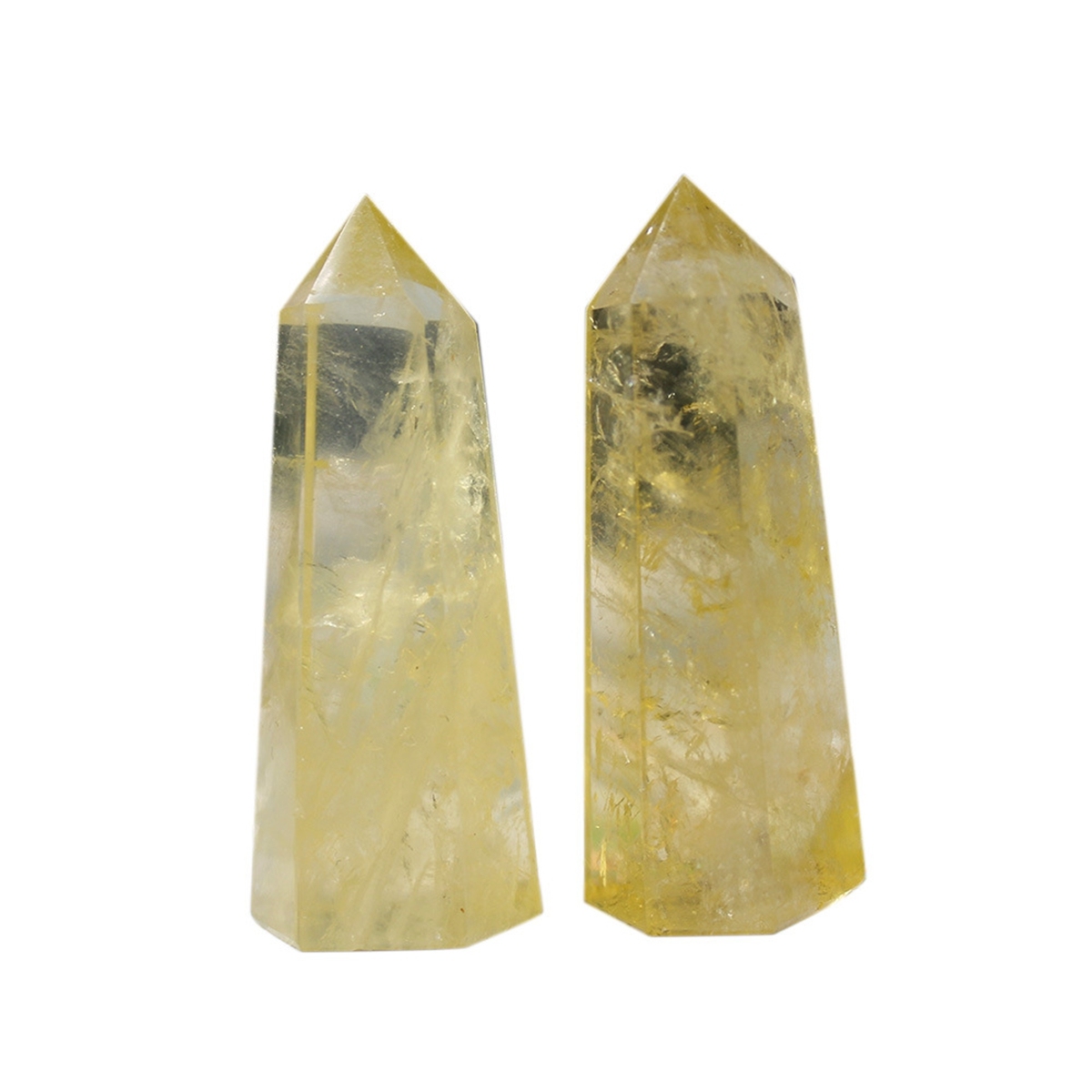 Citrine Single Pointed Hexagonal Prism Beads Ornament Handmade Craved Gemstone