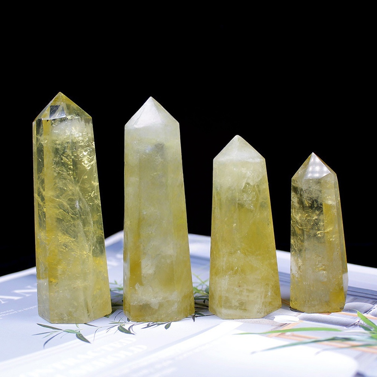 Citrine Single Pointed Hexagonal Prism Beads Ornament Handmade Craved Gemstone