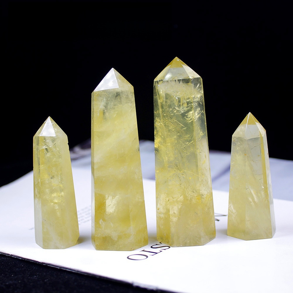 Citrine Single Pointed Hexagonal Prism Beads Ornament Handmade Craved Gemstone
