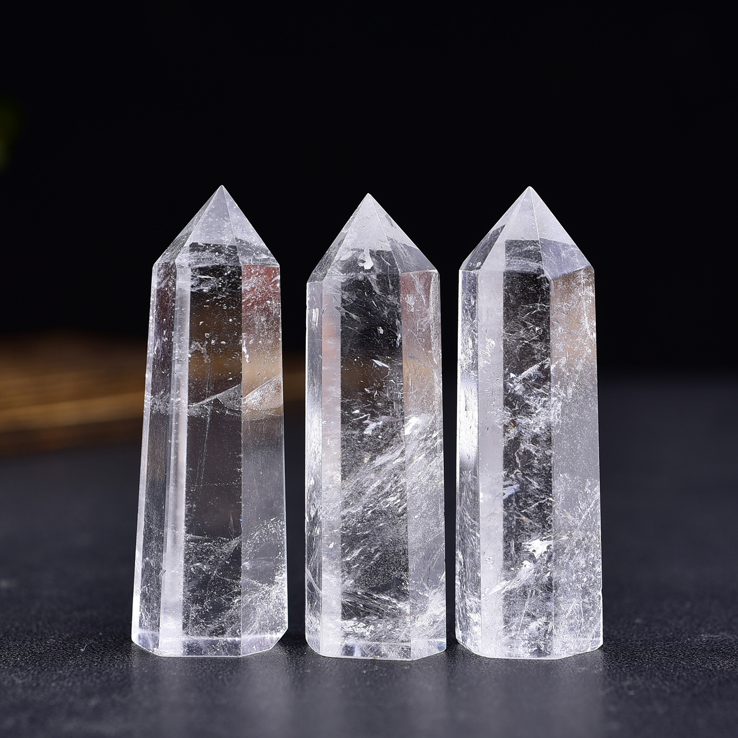 Quartz Crystal Single Pointed Hexagonal Prism Beads Ornament Handmade Craved Gemstone