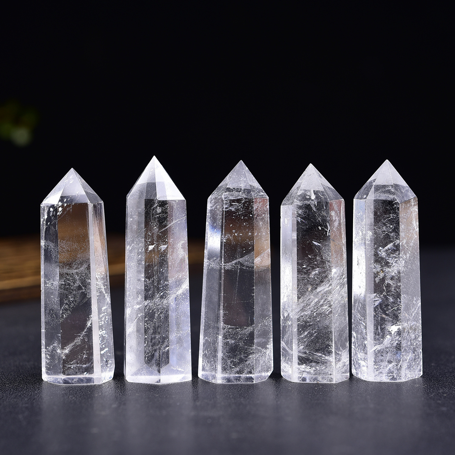 Quartz Crystal Single Pointed Hexagonal Prism Beads Ornament Handmade Craved Gemstone