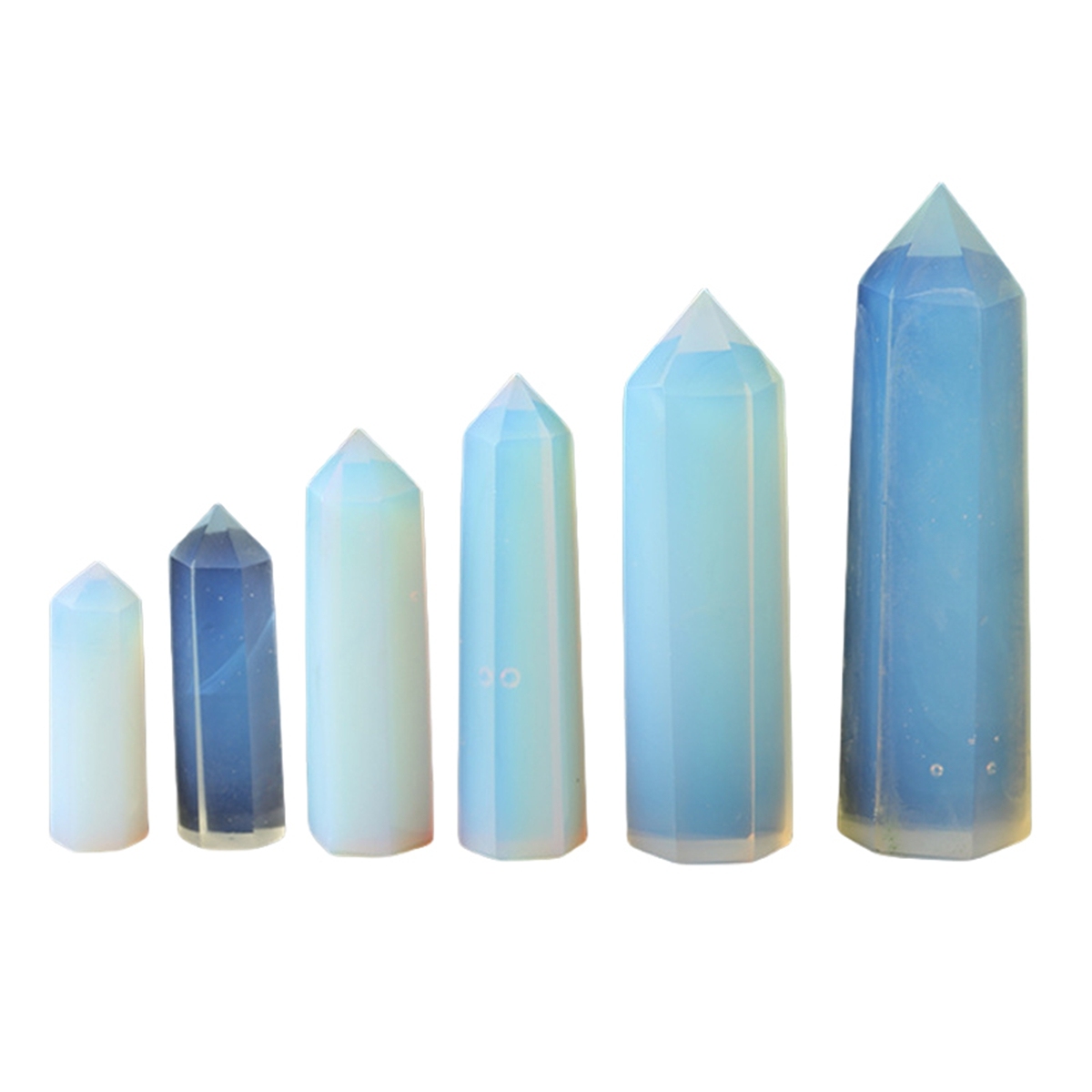 Syn.Opalite Single Pointed Hexagonal Prism Beads Ornament Handmade Craved Gemstone