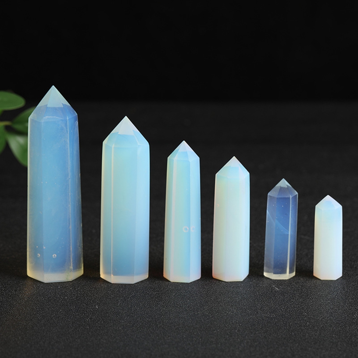 Syn.Opalite Single Pointed Hexagonal Prism Beads Ornament Handmade Craved Gemstone