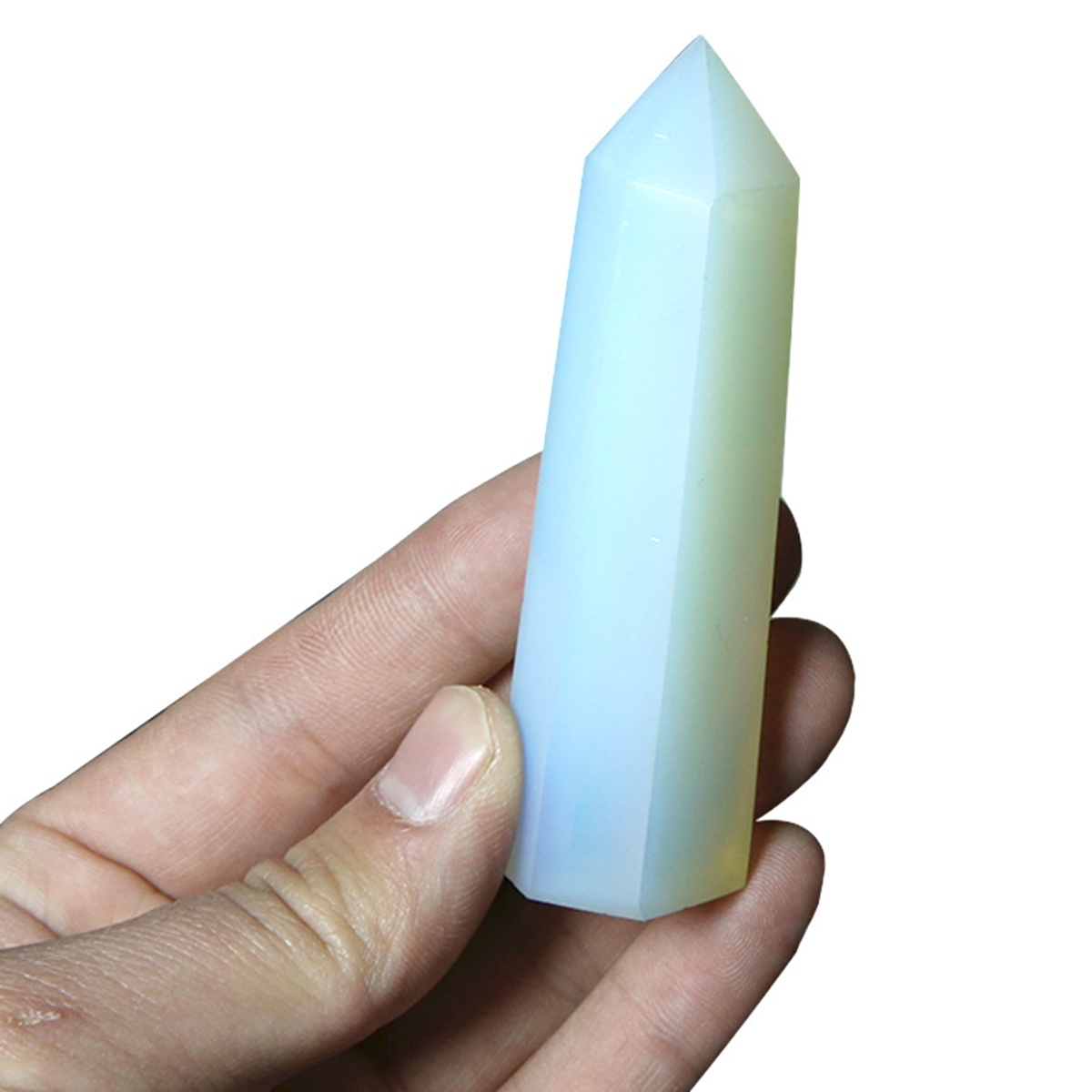 Syn.Opalite Single Pointed Hexagonal Prism Beads Ornament Handmade Craved Gemstone