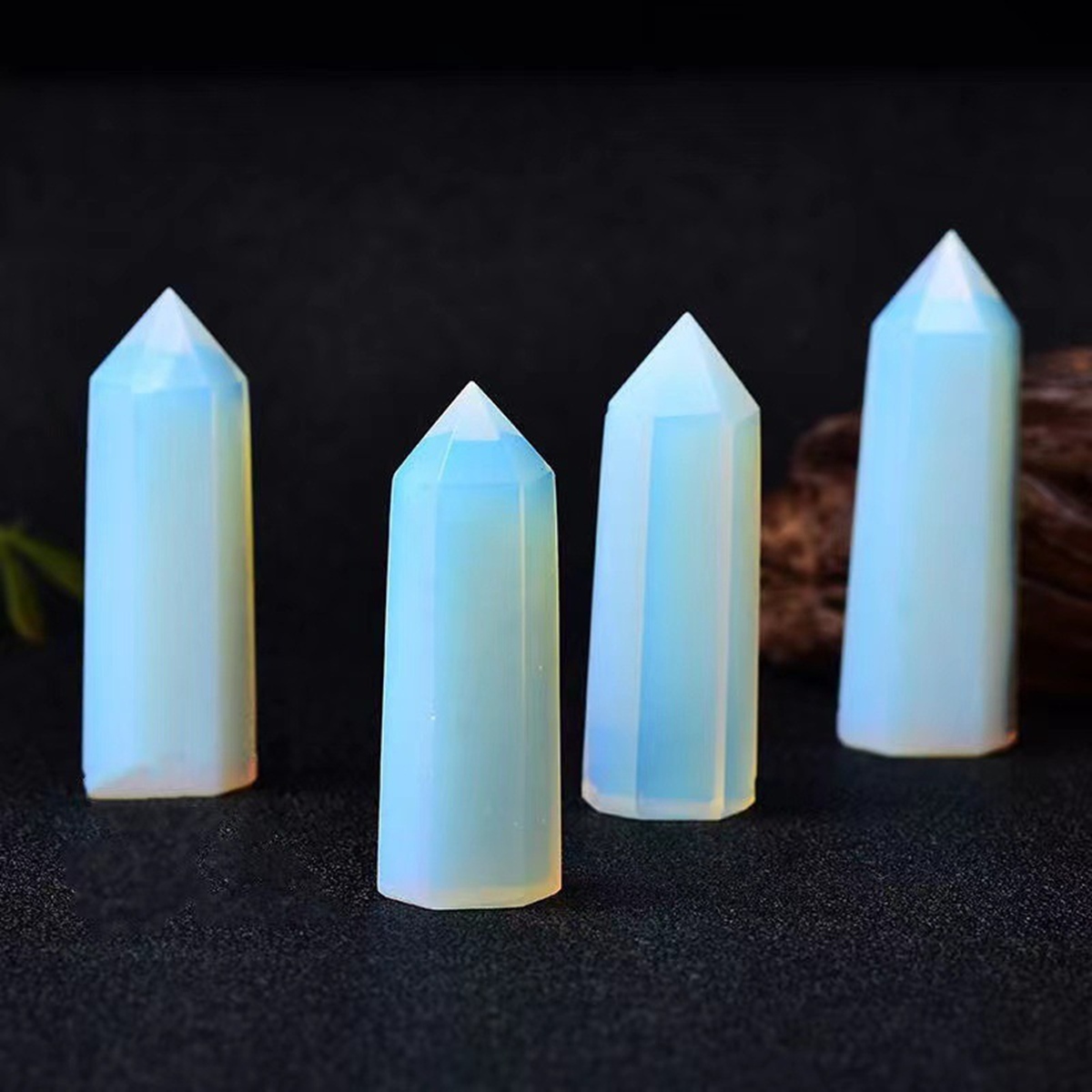 Syn.Opalite Single Pointed Hexagonal Prism Beads Ornament Handmade Craved Gemstone