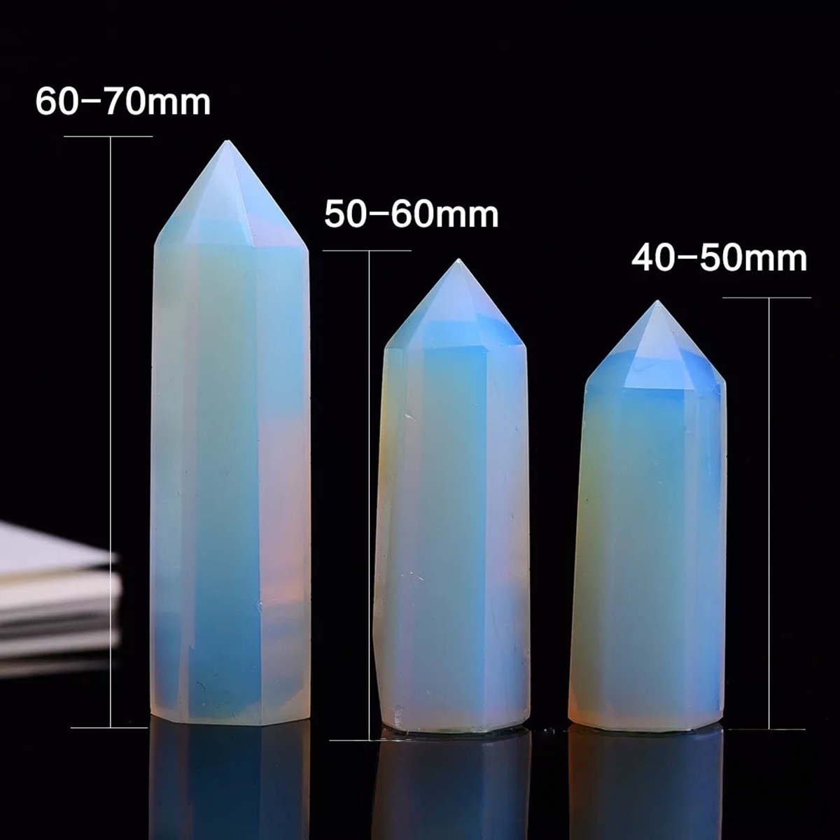 Syn.Opalite Single Pointed Hexagonal Prism Beads Ornament Handmade Craved Gemstone