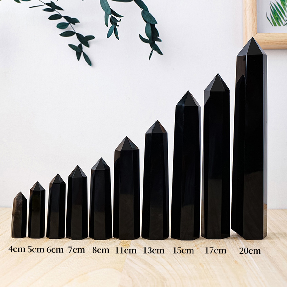 Black Obsidian Single Pointed Hexagonal Prism Beads Ornament Handmade Craved Gemstone