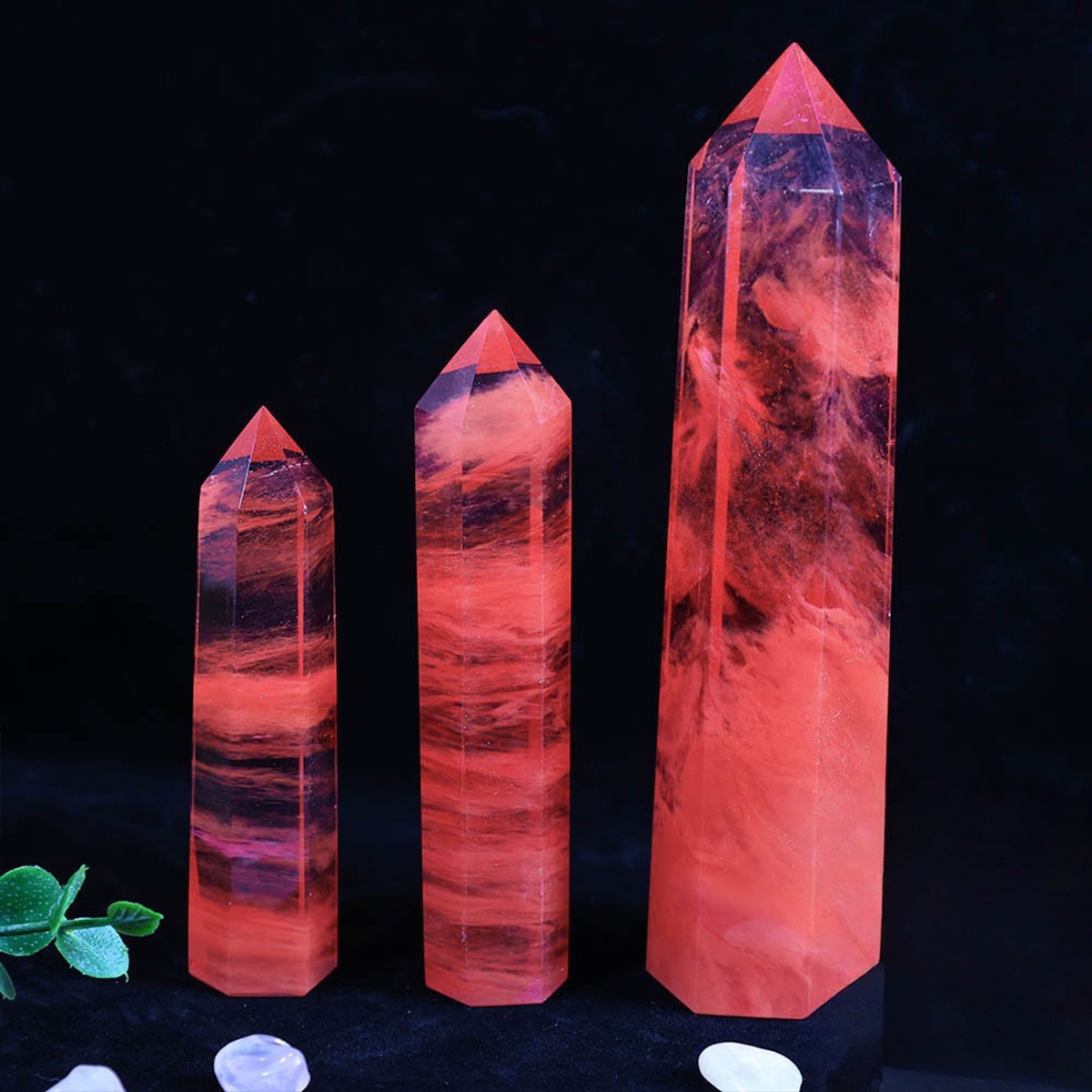 Cherry Quartz Single Pointed Hexagonal Prism Beads Ornament Handmade Craved Gemstone