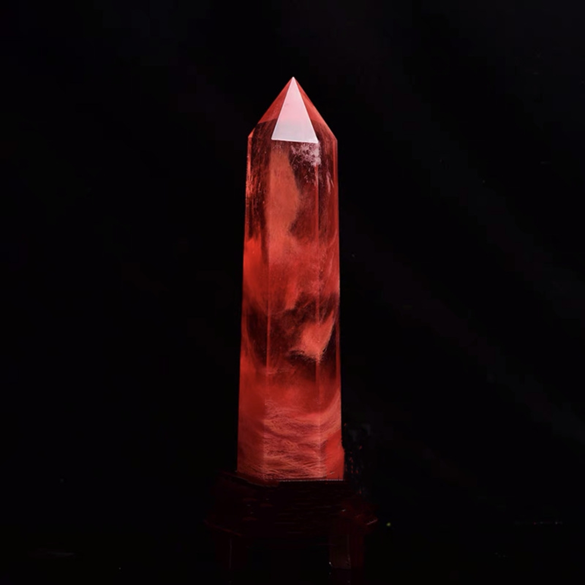 Cherry Quartz Single Pointed Hexagonal Prism Beads Ornament Handmade Craved Gemstone