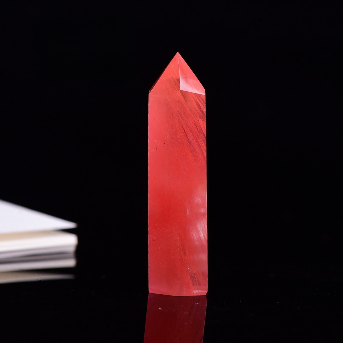 Cherry Quartz Single Pointed Hexagonal Prism Beads Ornament Handmade Craved Gemstone