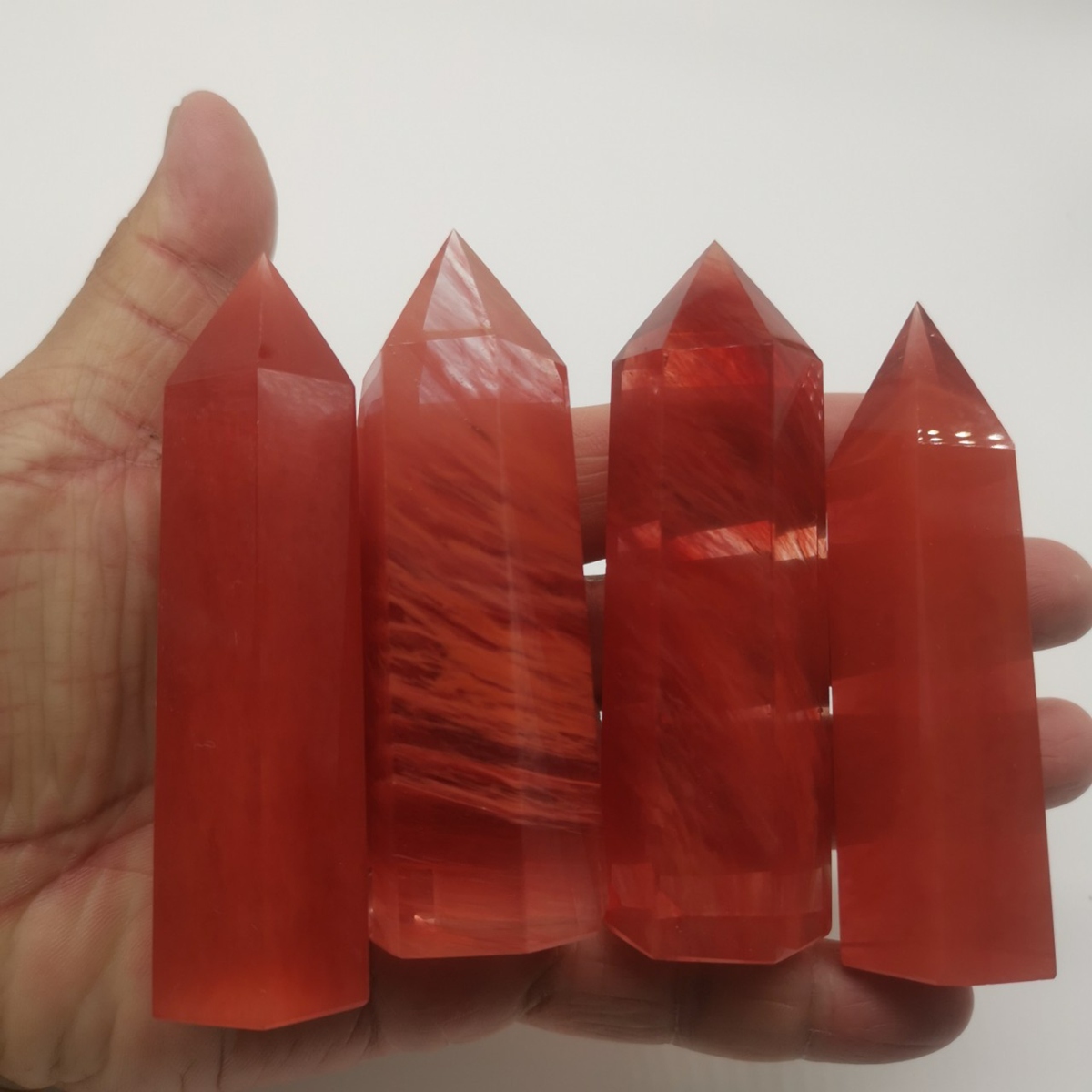 Cherry Quartz Single Pointed Hexagonal Prism Beads Ornament Handmade Craved Gemstone