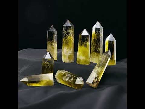 Citrine Single Pointed Hexagonal Prism Beads Ornament Handmade Craved Gemstone