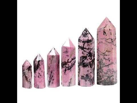 Rhodochrosite Single Pointed Hexagonal Prism Beads Ornament Handmade Craved Gemstone