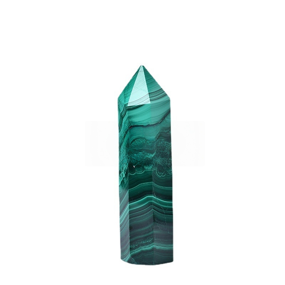 Natural Malachite Single Pointed Hexagonal Prism Beads Ornament Handmade Craved Gemstone