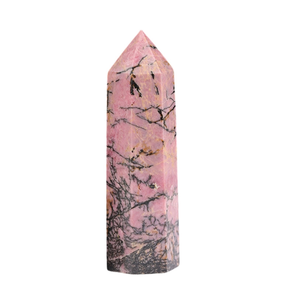 Rhodochrosite Single Pointed Hexagonal Prism Beads Ornament Handmade Craved Gemstone