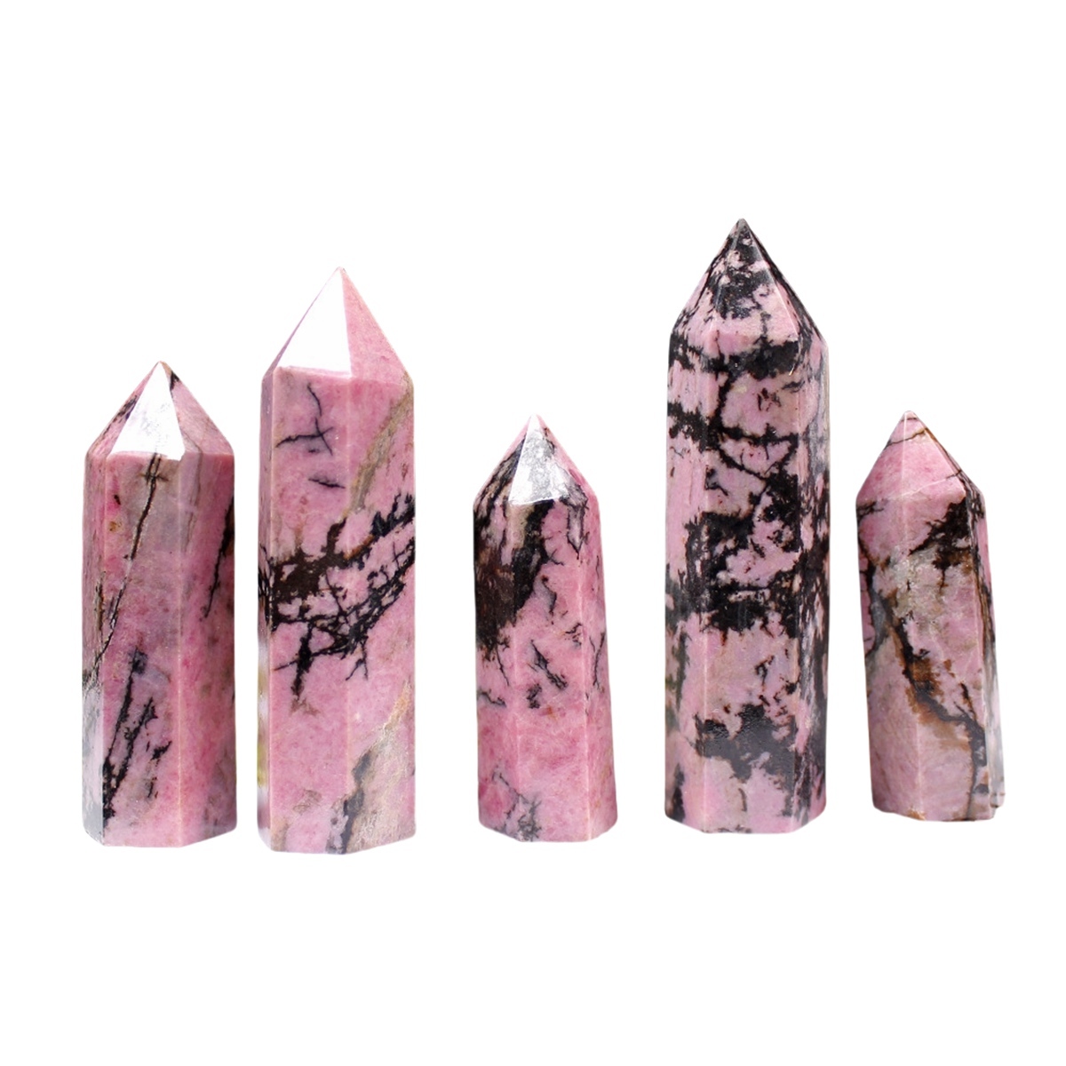 Rhodochrosite Single Pointed Hexagonal Prism Beads Ornament Handmade Craved Gemstone