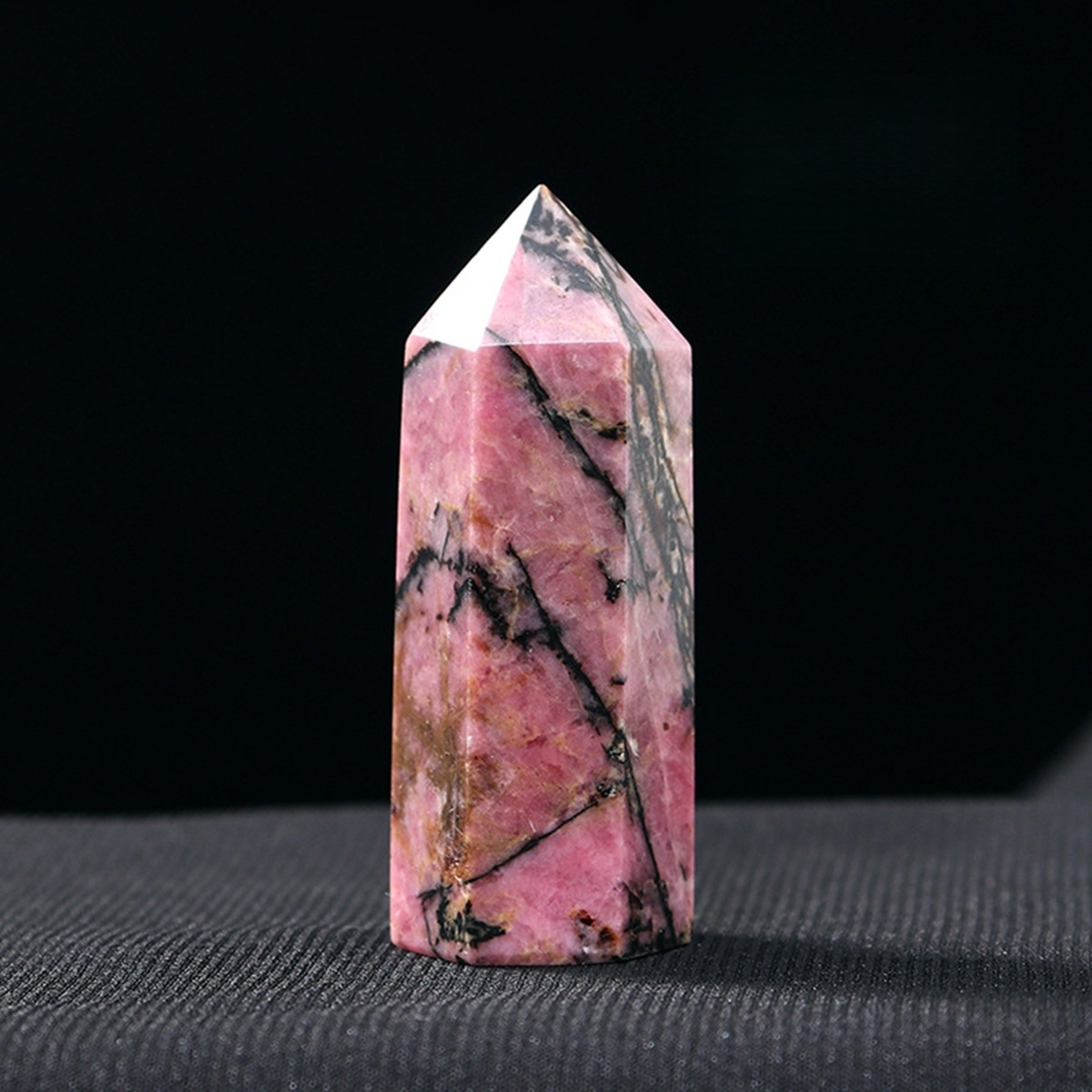 Rhodochrosite Single Pointed Hexagonal Prism Beads Ornament Handmade Craved Gemstone