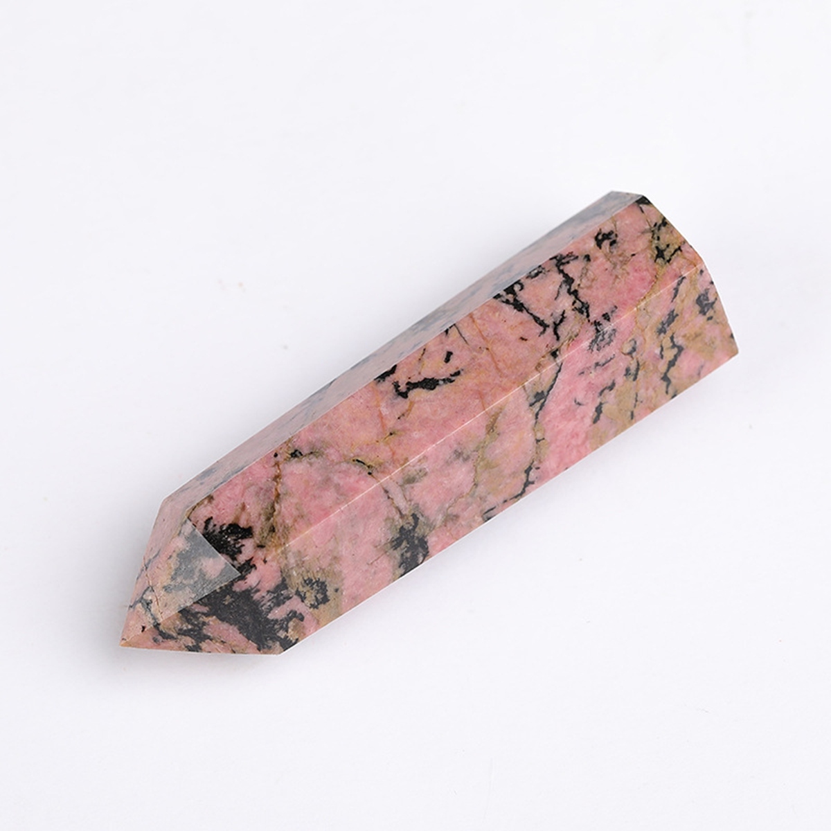 Rhodochrosite Single Pointed Hexagonal Prism Beads Ornament Handmade Craved Gemstone