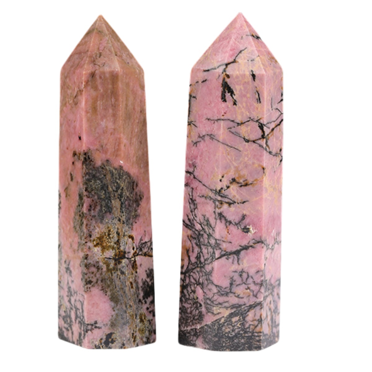 Rhodochrosite Single Pointed Hexagonal Prism Beads Ornament Handmade Craved Gemstone