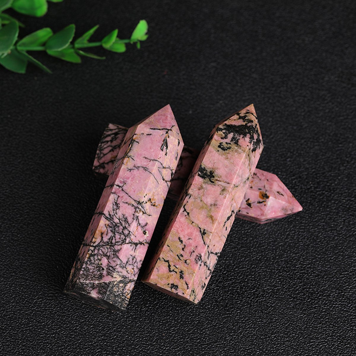 Rhodochrosite Single Pointed Hexagonal Prism Beads Ornament Handmade Craved Gemstone