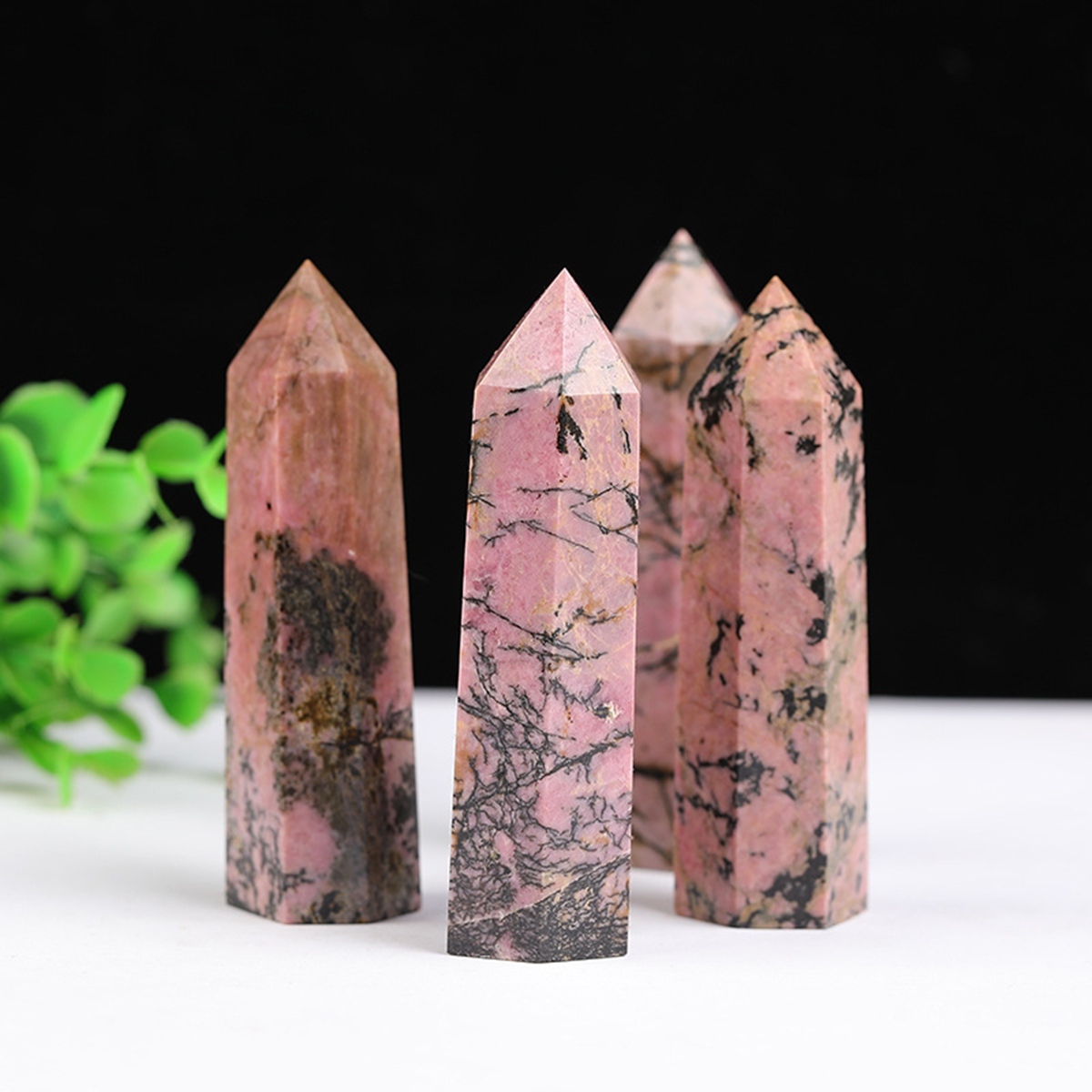 Rhodochrosite Single Pointed Hexagonal Prism Beads Ornament Handmade Craved Gemstone