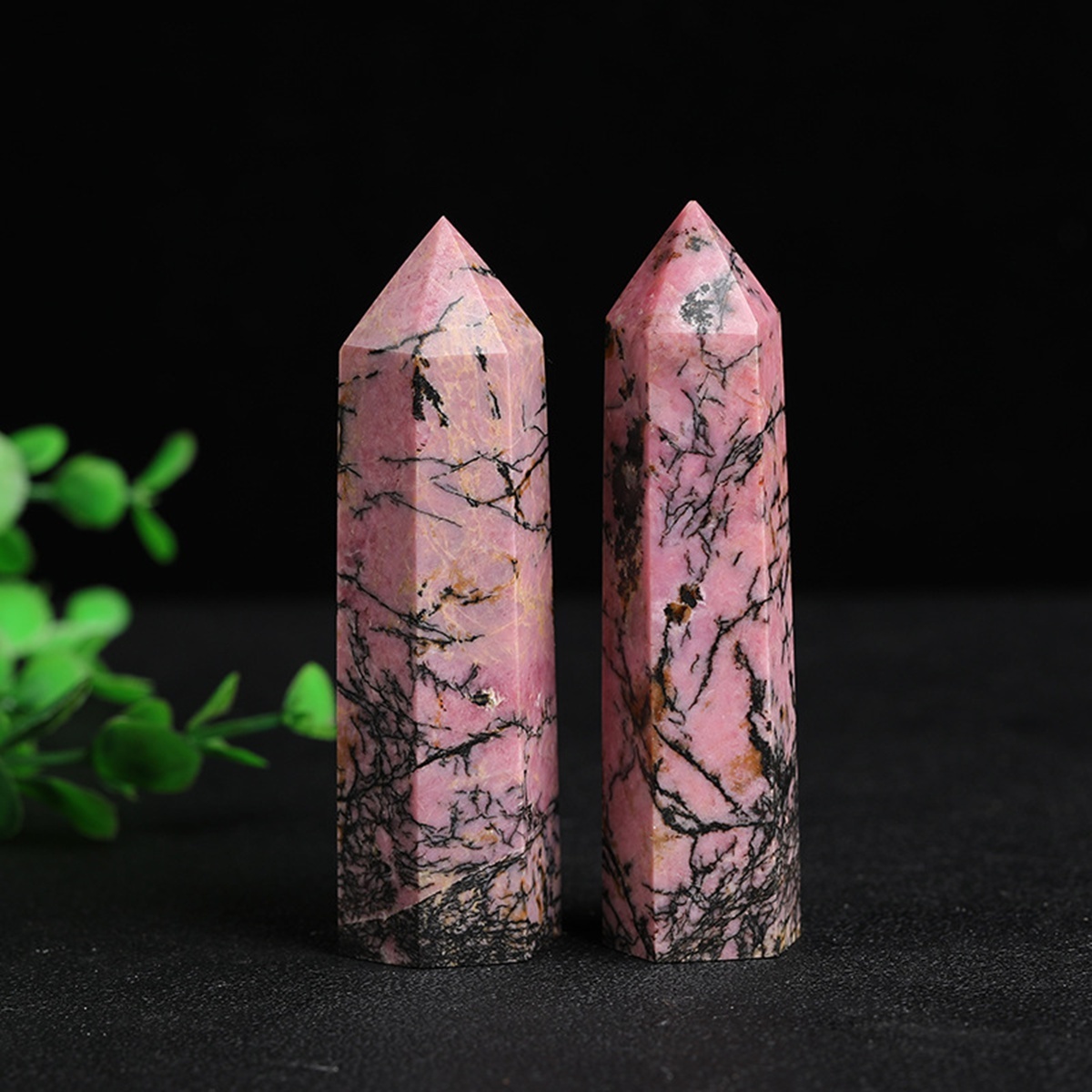 Rhodochrosite Single Pointed Hexagonal Prism Beads Ornament Handmade Craved Gemstone