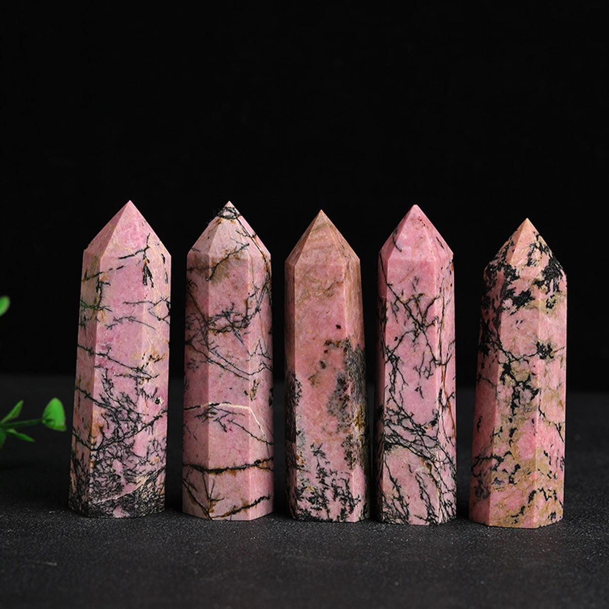Rhodochrosite Single Pointed Hexagonal Prism Beads Ornament Handmade Craved Gemstone