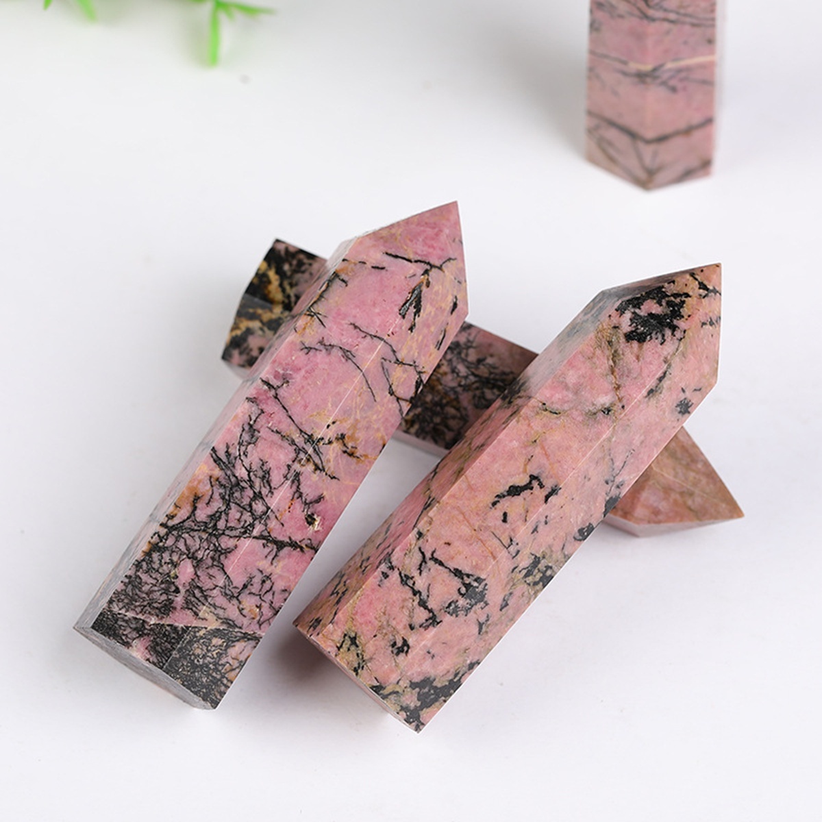 Rhodochrosite Single Pointed Hexagonal Prism Beads Ornament Handmade Craved Gemstone