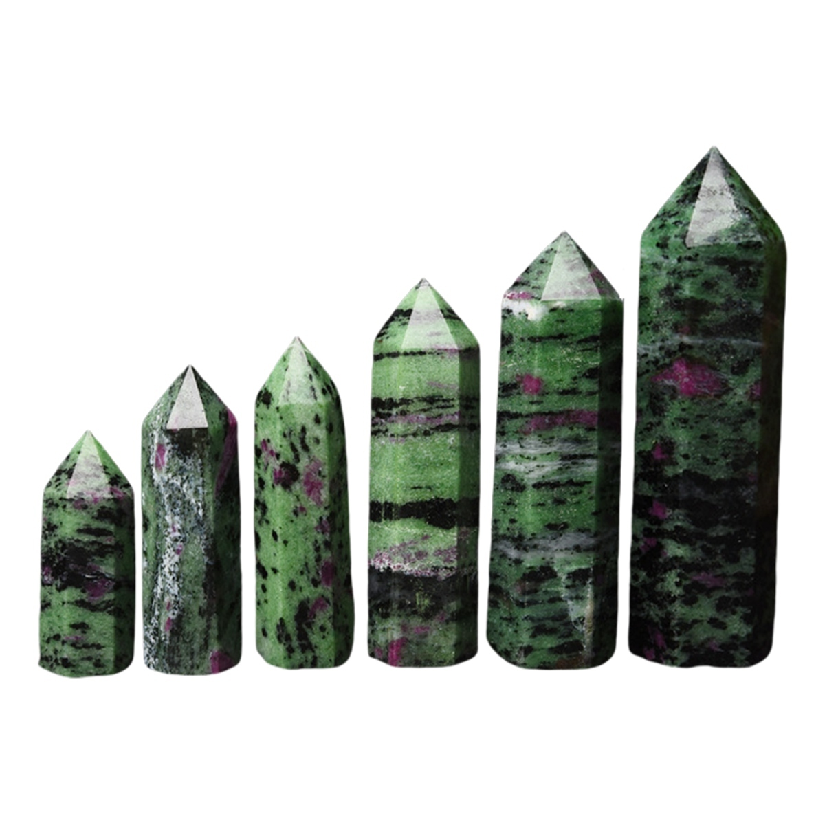 Ruby Zoisite Single Pointed Hexagonal Prism Beads Ornament Handmade Craved Gemstone