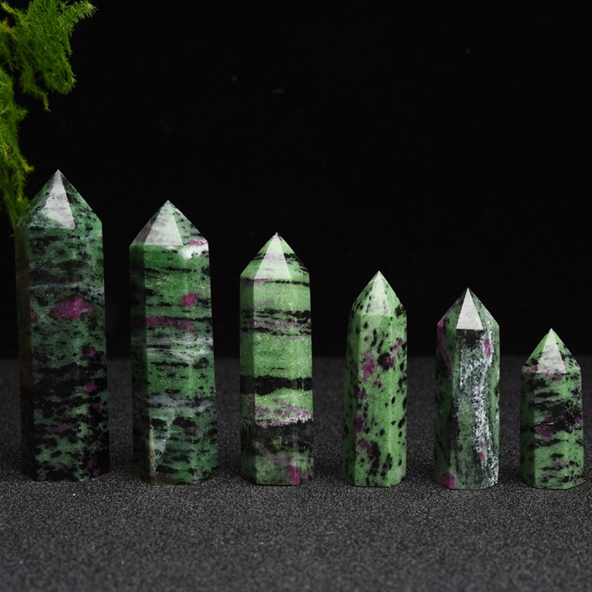 Ruby Zoisite Single Pointed Hexagonal Prism Beads Ornament Handmade Craved Gemstone