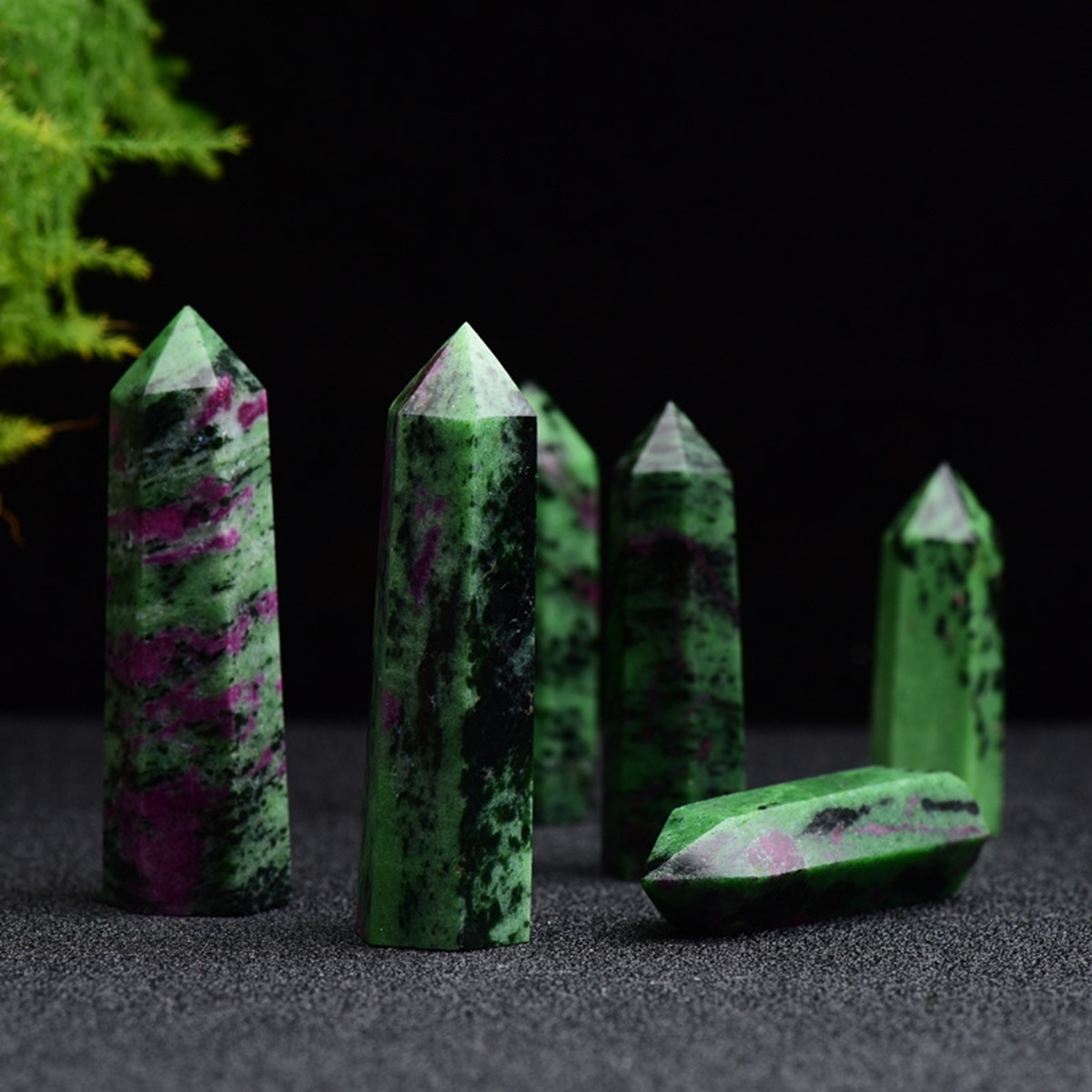 Ruby Zoisite Single Pointed Hexagonal Prism Beads Ornament Handmade Craved Gemstone