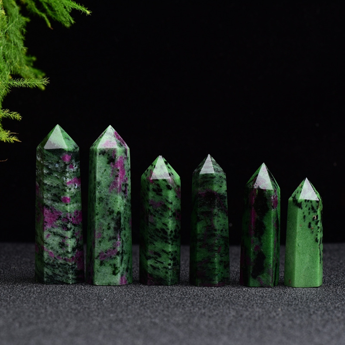 Ruby Zoisite Single Pointed Hexagonal Prism Beads Ornament Handmade Craved Gemstone