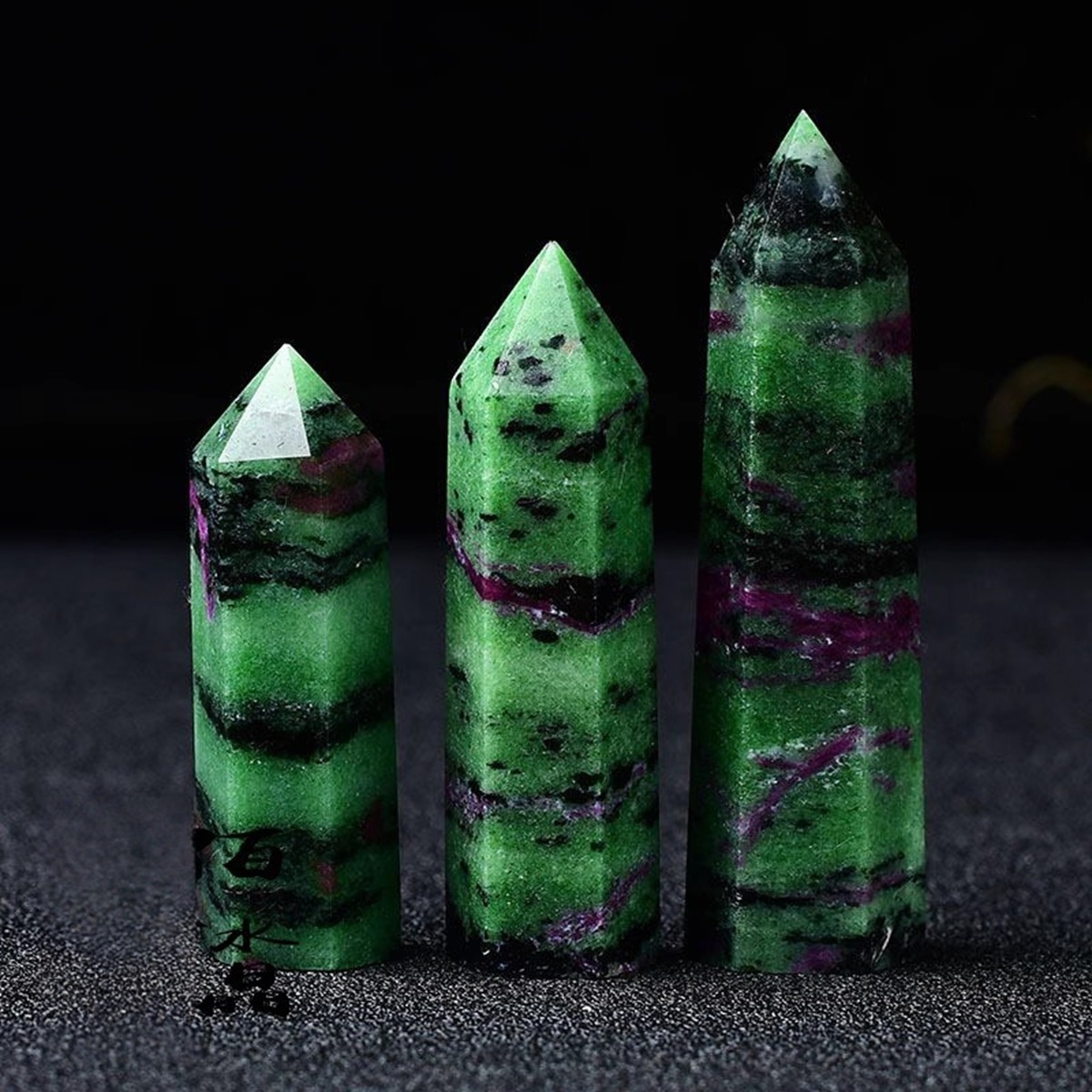 Ruby Zoisite Single Pointed Hexagonal Prism Beads Ornament Handmade Craved Gemstone