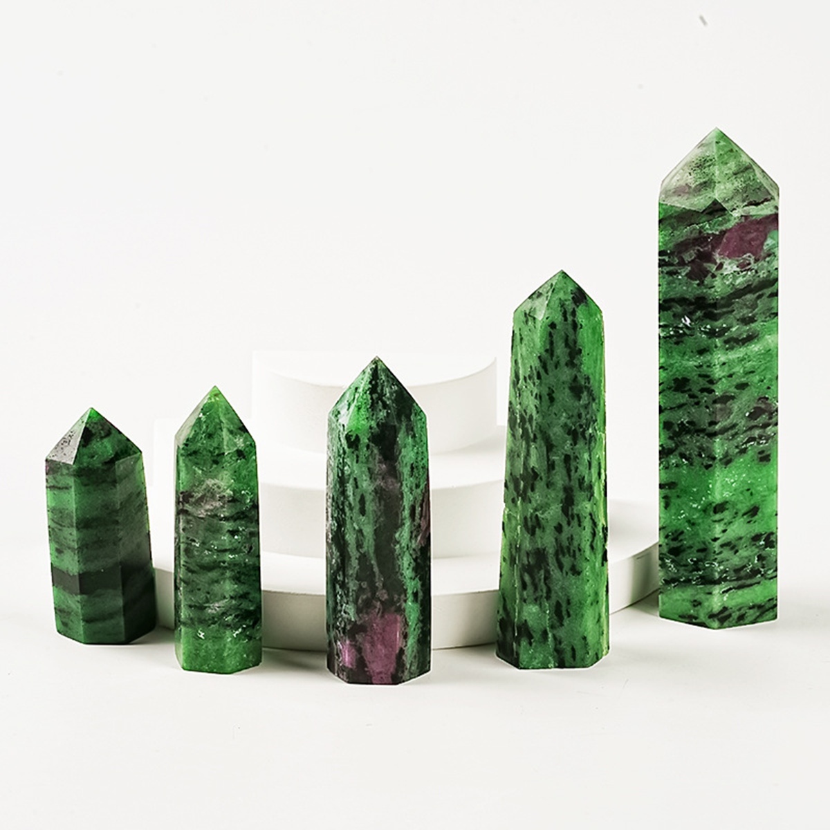 Ruby Zoisite Single Pointed Hexagonal Prism Beads Ornament Handmade Craved Gemstone