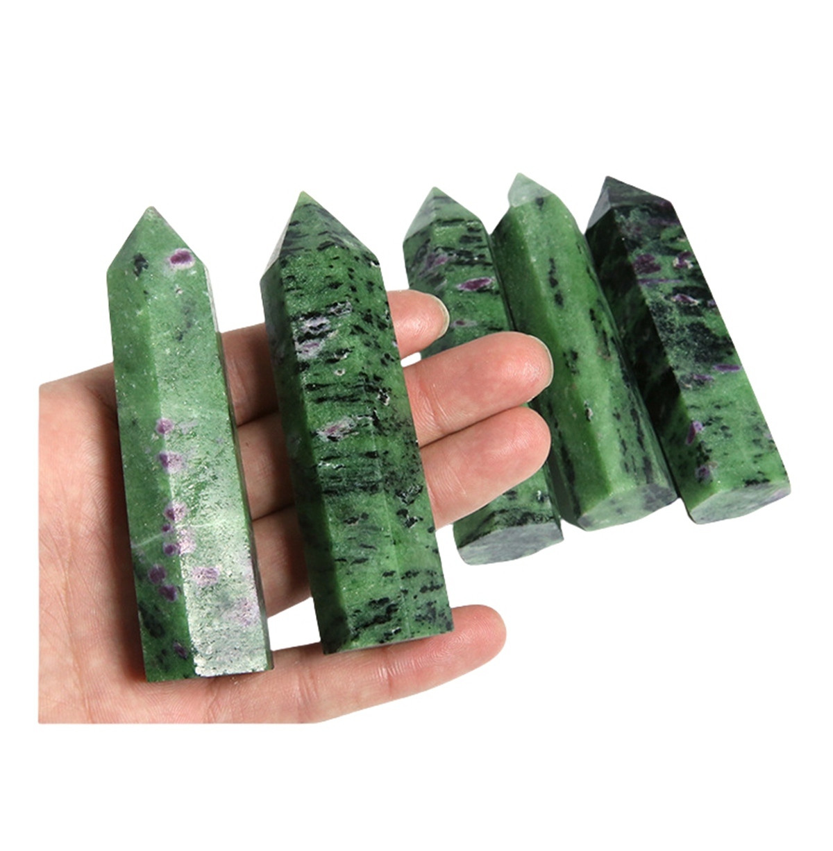 Ruby Zoisite Single Pointed Hexagonal Prism Beads Ornament Handmade Craved Gemstone