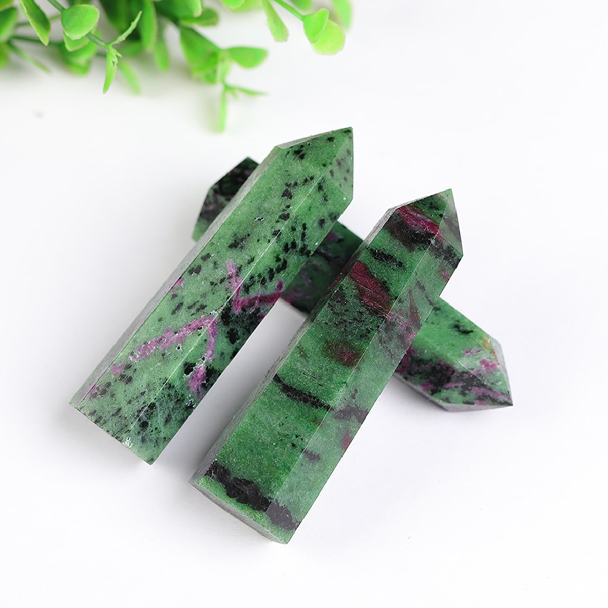 Ruby Zoisite Single Pointed Hexagonal Prism Beads Ornament Handmade Craved Gemstone