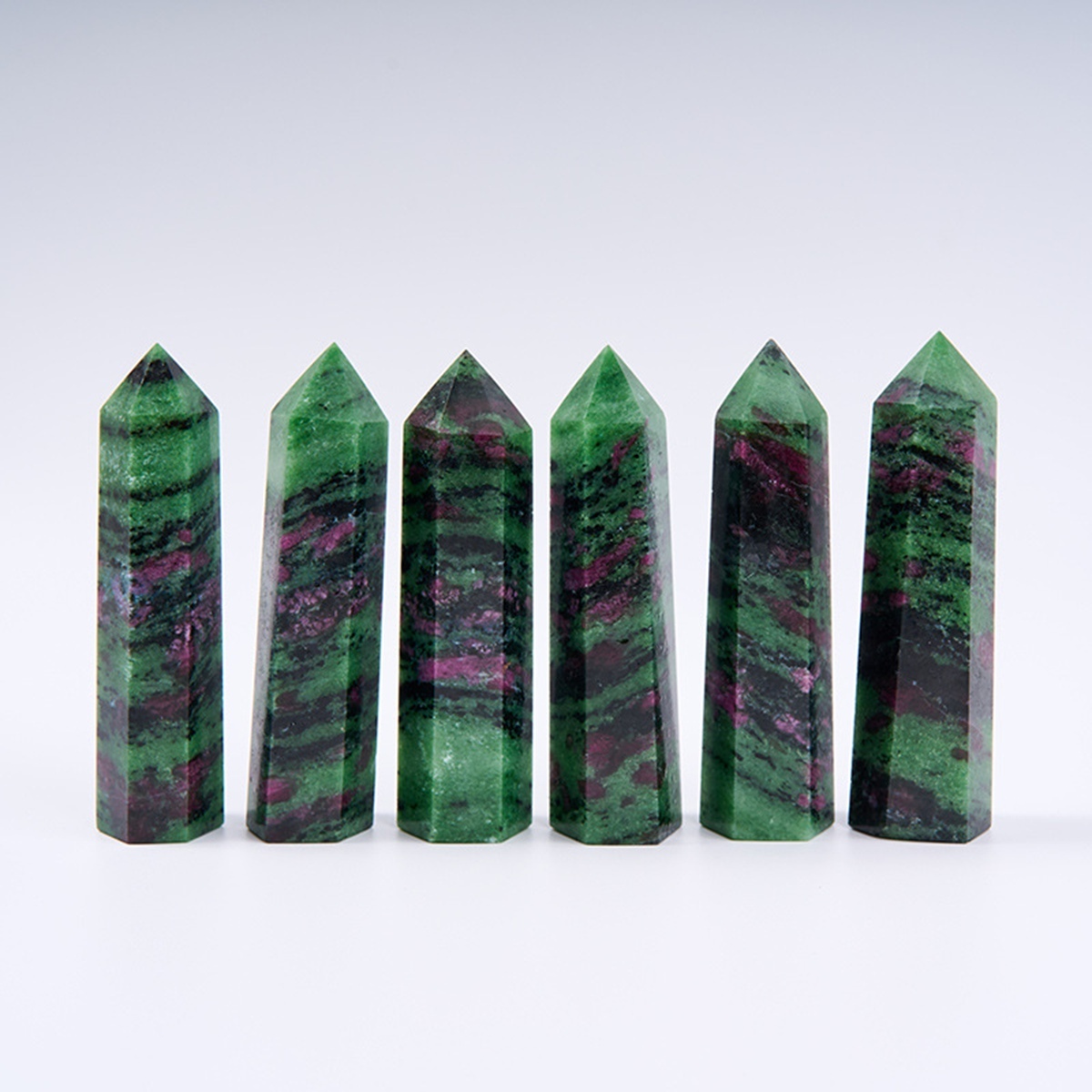 Ruby Zoisite Single Pointed Hexagonal Prism Beads Ornament Handmade Craved Gemstone