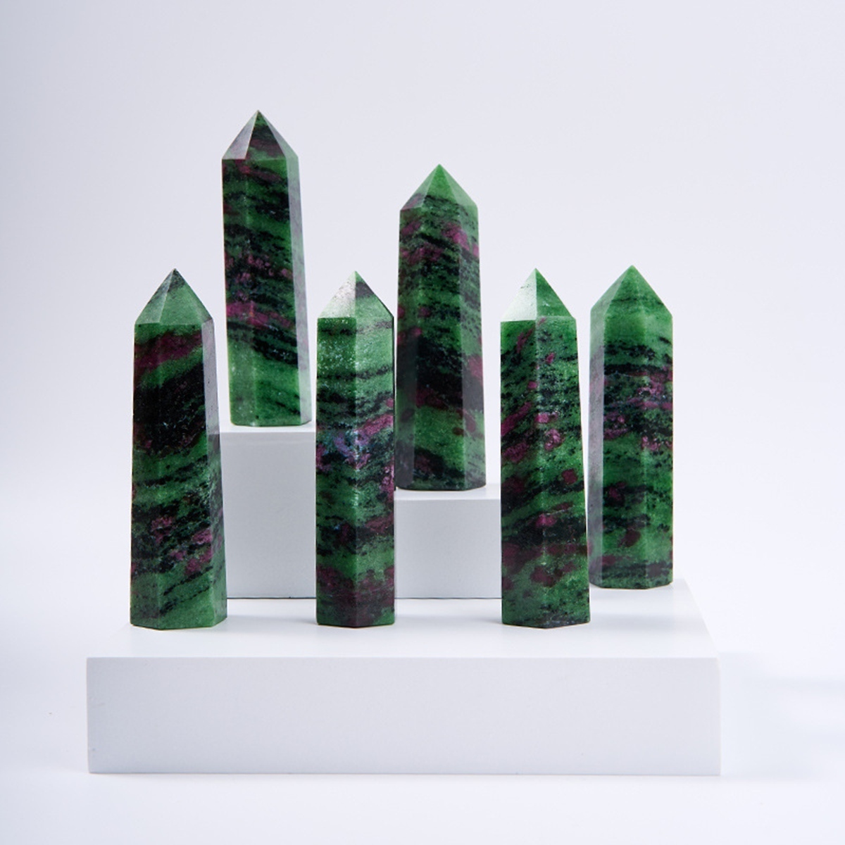 Ruby Zoisite Single Pointed Hexagonal Prism Beads Ornament Handmade Craved Gemstone