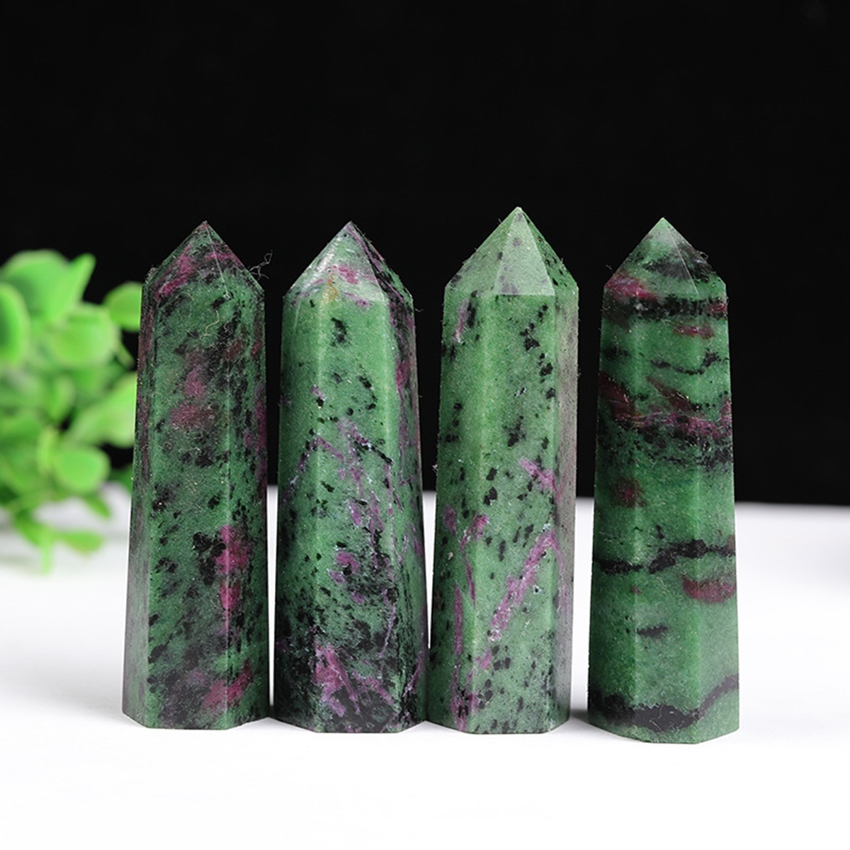 Ruby Zoisite Single Pointed Hexagonal Prism Beads Ornament Handmade Craved Gemstone